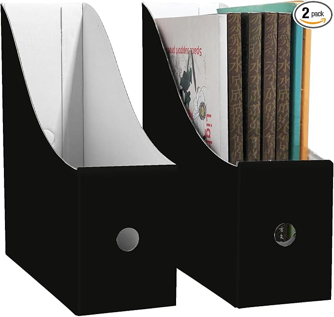 Limitliho 2 Pack Black Cardboard Magazine File Holder by Limitliho