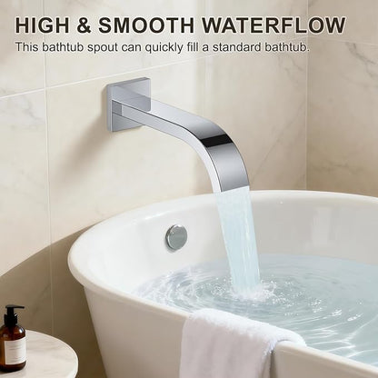 Chrome Shower System with Tub Spout, Ceiling Mounted Bathtub Shower Faucet Set, 12" Rainfall Shower Head and Handheld Shower Combo, High Pressure Shower Fixtures Set with Rough-in Valve - Image 3