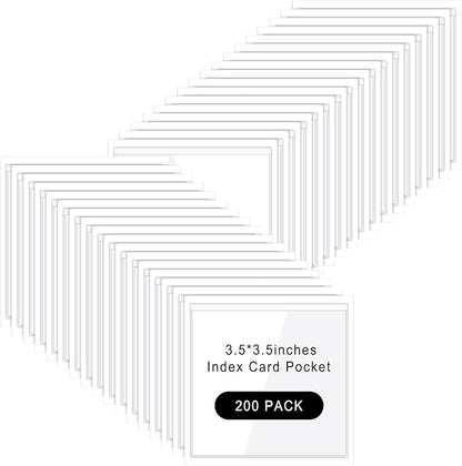 Glenmal 200 Pcs Self Adhesive Index Card Pockets Clear Label Holder Plastic by Glenmal