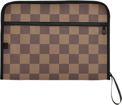 Expanding File Folder Brown Checkerboard Accordion File Organizer 13 Pockets - Image 7