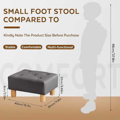 Small Foot Stool Ottoman, Linen Footstool Ottoman Foot Rest - Image 2