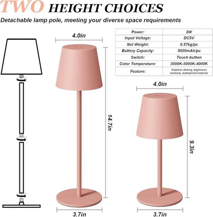 Kakanuo Cordless Table Lamp Rechargeable Pink - Image 5