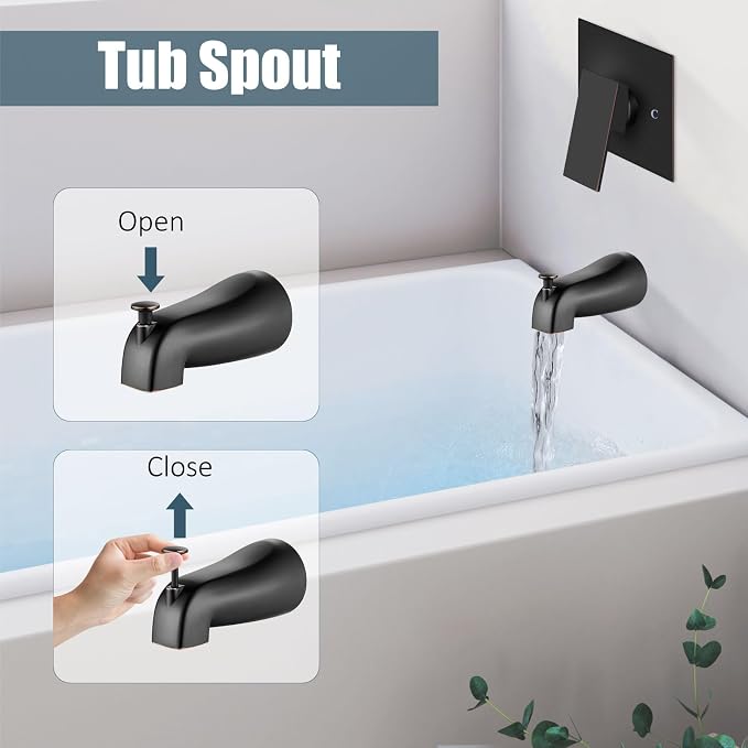 Aolemi Shower Tub Faucet Set with Handheld Spray Shower System Single Shower Rainfall Head and Handle with Tub Spout Combo Rough-in Valve Included Shower Trim Kit 6 Inch Shower Head Oil Rubbed Bronze - Image 8