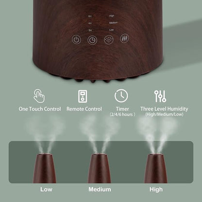 Cool Mist Humidifier，Elecameier Air humidifier for Home/Bedroom with Remote Control 2.3L Smart Air Humidifier for Desk/Office/Bedroom 25dB Whisper Quiet with Auto Shut off dark wood - Image 3