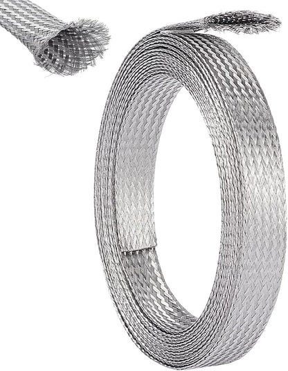 UNICRAFTALE 0.59" Wide Stainless Steel Braided Sleeving Braid 13.12 Feet Cable by UNICRAFTALE