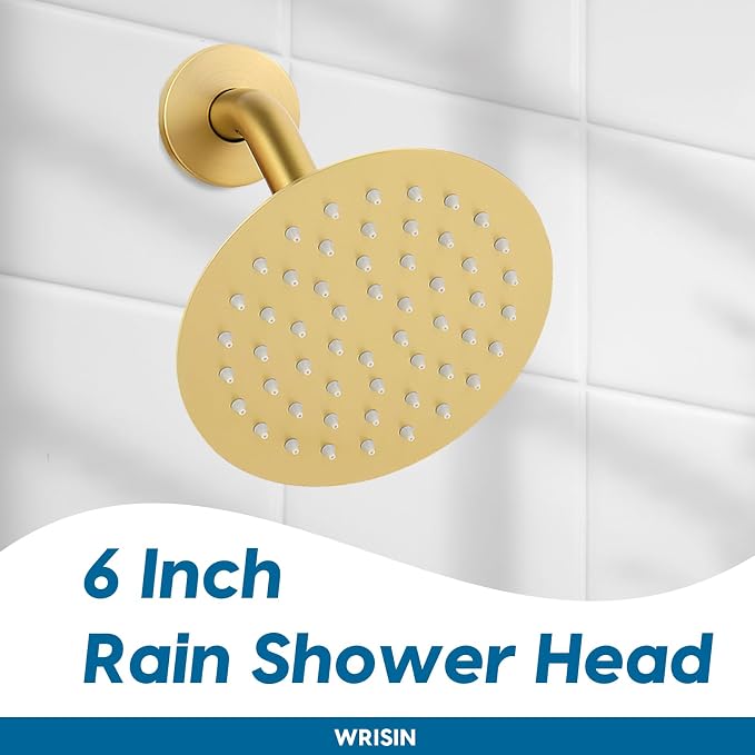 WRISIN Brushed Gold Shower Faucet Set with Valve, Gold Shower Head and Handle Set, Brushed Gold Shower Head - Image 3