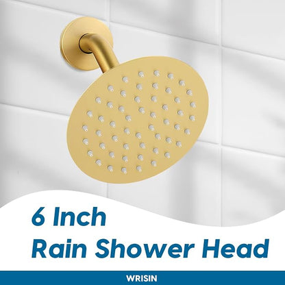 WRISIN Brushed Gold Shower Faucet Set with Valve, Gold Shower Head and Handle Set, Brushed Gold Shower Head - Image 3