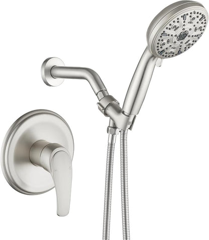 Single-Handle Shower Faucet Set Shower Kit with Valve Shower Trim Kit with 10 Spray Handheld Shower Head System Shower Valve and Trim Kit Brushed Nickel Shower Fixtures by VIKASI
