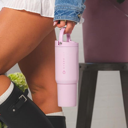HydroJug Sport - Stainless Steel Tumbler with Straw, Vacuum Insulated, 20oz Leakproof Water Bottle, Ergonomic Design, Reusable, Dishwasher Safe, Rubber Base, Durable for Gym or Outdoors, Sweet Pea - Image 6