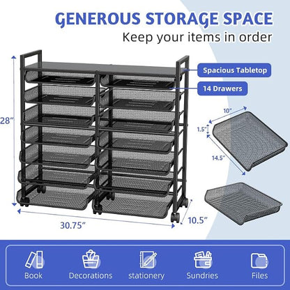 Simple Trending 15-Tier Rolling File Cart, Desk File Organizer - Image 2