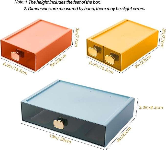Stackable Desk Drawer Organizer 13''x9''x3.3'' Desktop Paper Organizer - Image 2
