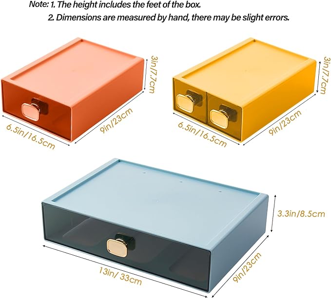 2PACK Stackable Drawer for Desk 6.5"x9"x3" Desktop Storage Organizer - Image 2