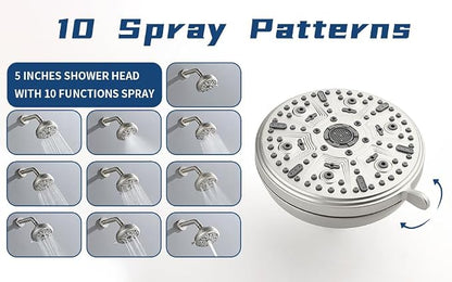 2 Handle Shower Faucet Set with Tub Spout Bathtub Shower Faucet Combo Set Shower System Complete Tub and Shower Trim Kit Brushed Nickel Wall Mounted Shower Fixtures - Image 5