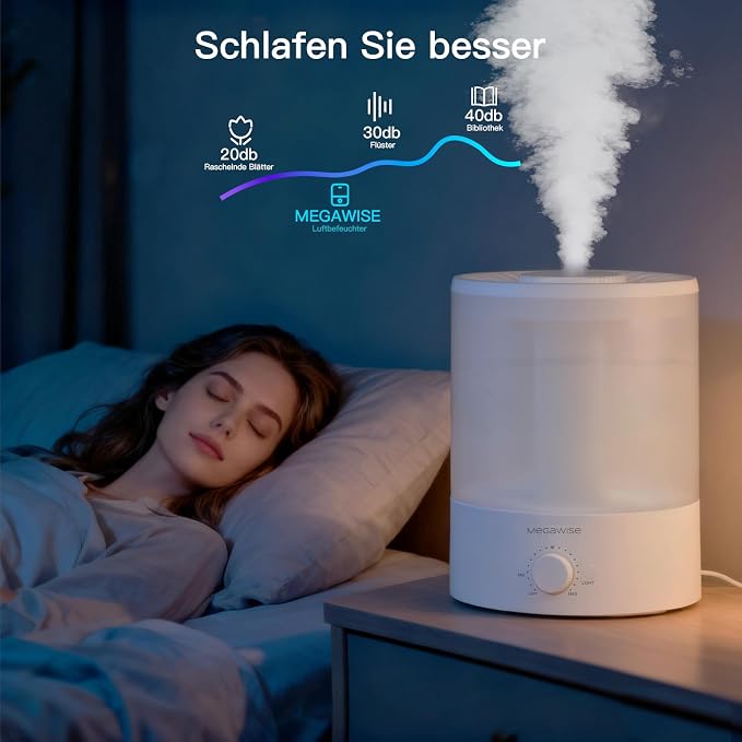 MEGAWISE 2 pack 3.5L Ultrasonic Cool Mist Humidifier – Top-Fill, Essential Oil Diffuser, Quiet Operation, Night Light, Auto Shut-Off for Home & Office (2) - Image 4