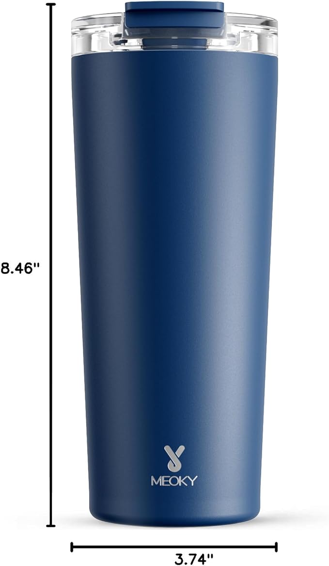 Meoky 24 oz Travel Coffee Mug with Leak-proof Lid, Stainless Steel Insulated Coffee Tumbler, Keeps Hot for 8 Hours or Cold for 24 Hours, Fits in Car Cup Holder (Sea) - Image 3
