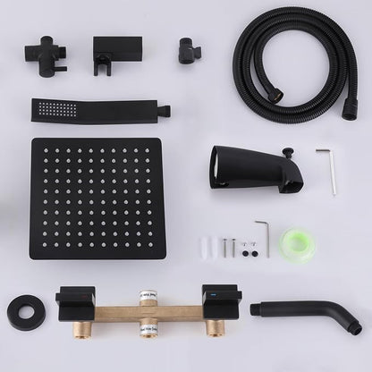 2 Handles Shower Faucet Set with Tub Spout Bathtub Shower Faucet Combo Set Shower System Complete Tub and Shower Trim Kit Matte Black - Image 7