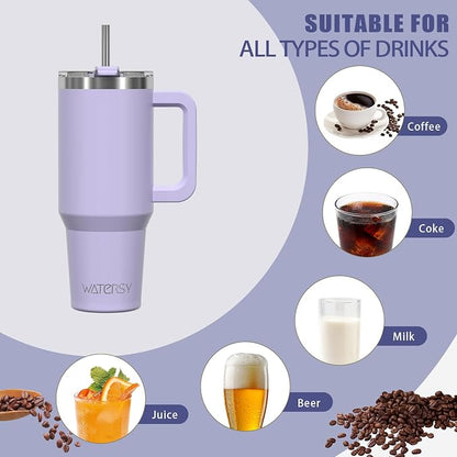 20 oz Tumbler with Handle,Tumbler with Lid and Straw,Double Wall Insulated Cup Stainless Steel Travel Mug(Cold for 34 Hours),Water Bottle for Iced Tea,Coffee,Cold Beverages(Purple) - Image 6