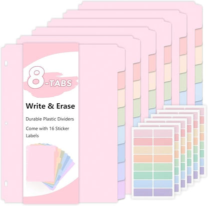 SKYDUE Durable Plastic 8-Tab Dividers, Big Tab Dividers by SKYDUE