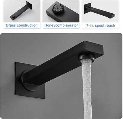 ROVOGO Bathtub Shower Faucet Set with Valve, Shower System with Tub Spout, 10-in. Rain Shower and Handheld, Square Shower Fixtures All Metal Wall Mount, Black - Image 7