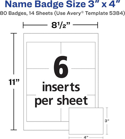 Avery Customizable Name Badge Clips, 2 Packs, 80 Printable Inserts and Badge - Image 2