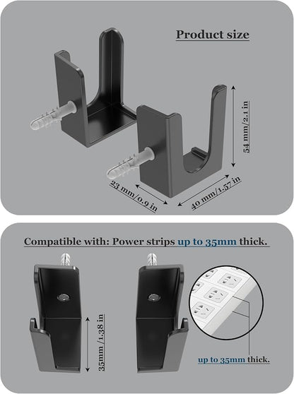 Power Strip Holder, 2 Set Power Strip Wall Mount, Punch Free Socket Holder Fit - Image 2