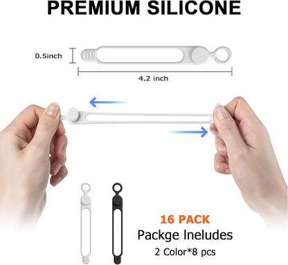 16Pcs 4.2" Silicone Cable Ties Cord Organizer - Image 2