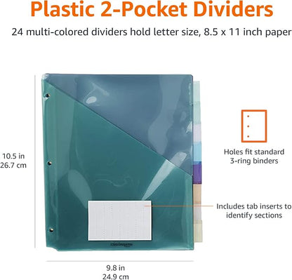 Amazon Basics Tab Dividers for 3 Ring Binder, Two Pocket, Letter Size - Image 8