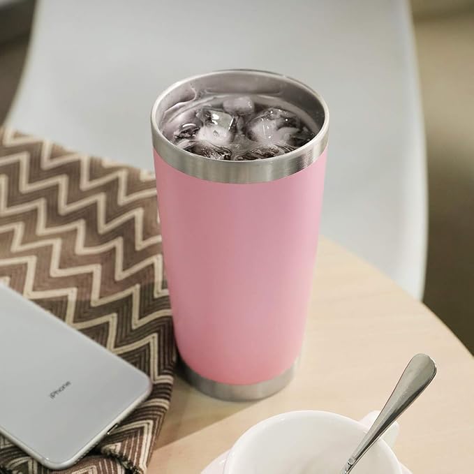 DOMICARE 20oz Stainless Steel Tumbler Bulk with Lid, Double Wall Vacuum Insulated Travel Mug, Powder Coated Coffee Cup, Pink, 8 Pack - Image 6