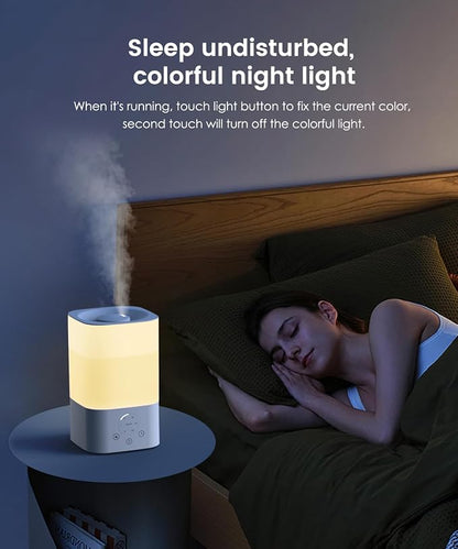 Humidifiers for Bedroom Home, 3.5L Top Fill Air Cool Mist Humidifiers for Baby Large Room Indoor Plants Nursery, Night Light, White - Image 6