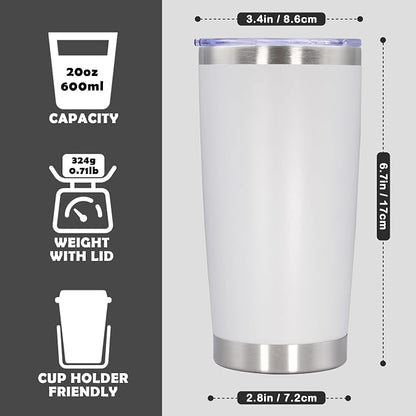 20oz Tumbler Stainless Steel Tumbler Cup with Lid Vacuum Insulated Double Wall Travel Mug, Durable Powder Coated Travel Coffee Tumbler Mug for Hot & Cold Drinks, White,1 Pack - Image 4