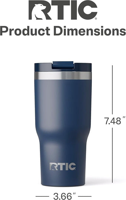 RTIC 20oz Essential Tumbler with Lid, Ceramic Lined, Insulated, Stainless Steel, Metal, Double Wall Vacuum-Insulation, Travel Cup for Iced Coffee, Tea, Hot and Cold Drink, Navy - Image 5