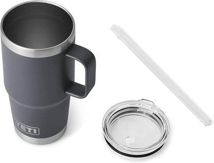 YETI Rambler 25 oz Tumbler with Handle and Straw Lid, Travel Mug Water Tumbler, Vacuum Insulated Cup with Handle, Stainless Steel, Charcoal - Image 4