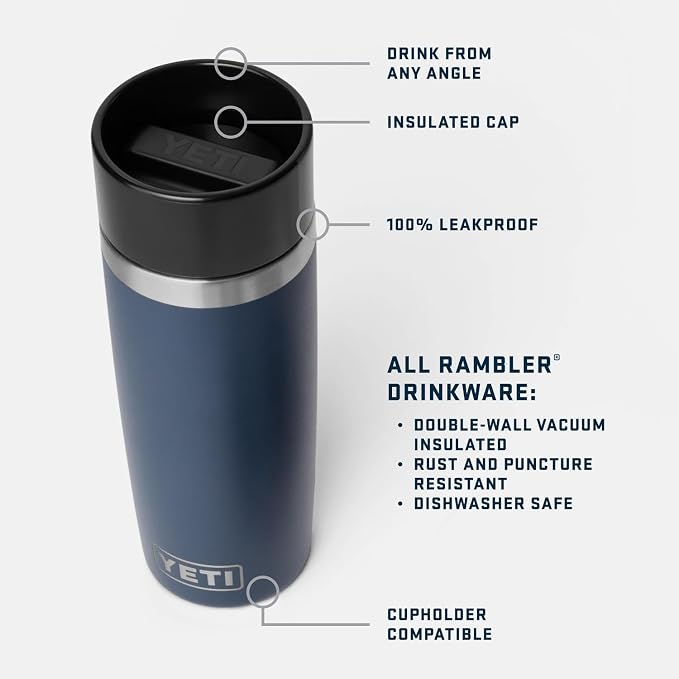 YETI Rambler 16 oz Travel Bottle, Stainless Steel, Vacuum Insulated with Leakproof Commuter Cap, Rescue Red - Image 2