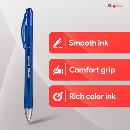 STAPLES Retractable Gel Pens, Medium Point 0.7mm, 12 Pack – Sonix - Image 3