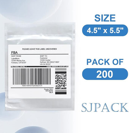 External Dimensions 4.5'' x 5.5'' 200 Packaging Box Single Envelope, SJPACK - Image 2