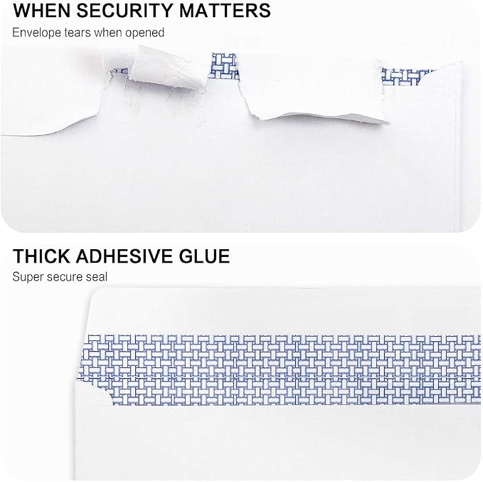 500 Pack #10 Single Left Window SELF Seal Security Envelopes, Designed - Image 4