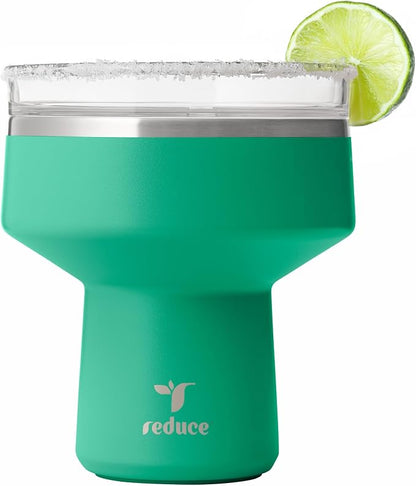 REDUCE Saltini 16 oz Cocktail Tumbler - Insulated Margarita Tumbler with Lid - Keeps Drinks Cold for 10 Hours - 360 Sippable Martini Glass Alternative - Shatterproof, Perfect for Parties - Palm Leaf by Reduce
