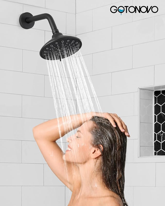 gotonovo 3 Handle Tub Shower Faucet Set, Bathtub Shower Fixture,Bathroom Tub and Shower Faucet Combo Shower System Complete Tub and Shower Trim Kit with 6 Settings Showerhead Matte Black - Image 8