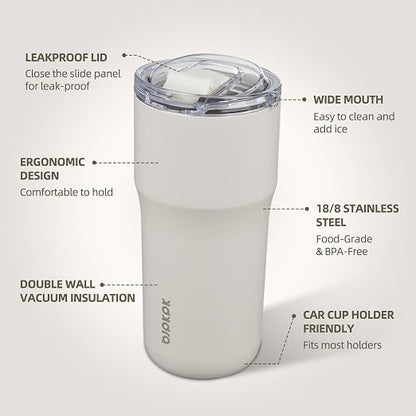 BJPKPK Insulated Tumbler,20oz Stainless Steel Tumbler with lid,Double Wall Travel Coffee Mug Thermal Cup,Keep Drinks Cold and Hot,White - Image 2