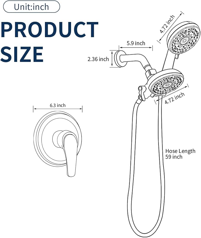 Matte Black Shower Faucet Set Complete Shower Kit Shower Systems Dual Shower Head and Handheld 2 in 1 Combo Set Shower Trim Kit Shower Fixtures - Image 8