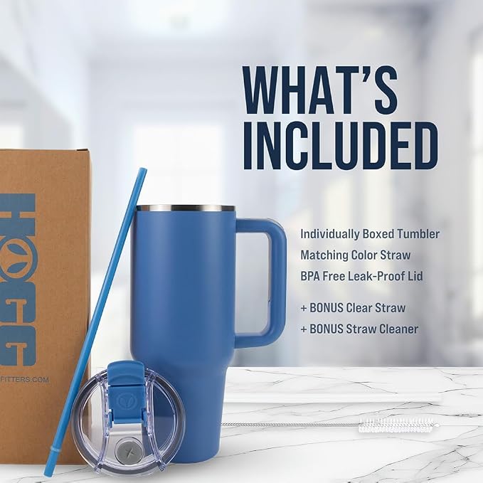 Hogg Big Swig 40 oz Tumbler with Handle and Straw - Steel Blue, 40oz Insulated Stainless Steel, Water Tumbler with Straw, Water Cup with Handle, Versatile Leak Proof Lid - Image 5