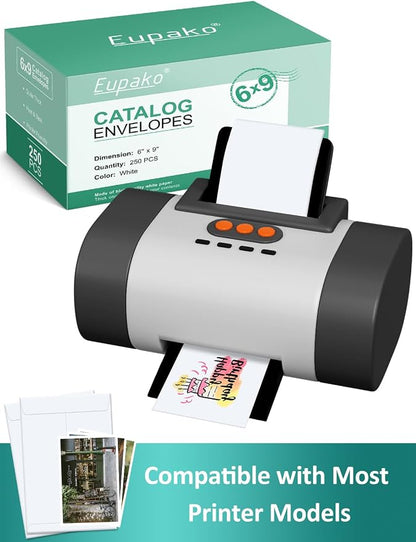 Eupako Catalog Mailing Envelopes 9x12 White Envelopes Self Seal 250 Pack - Image 3