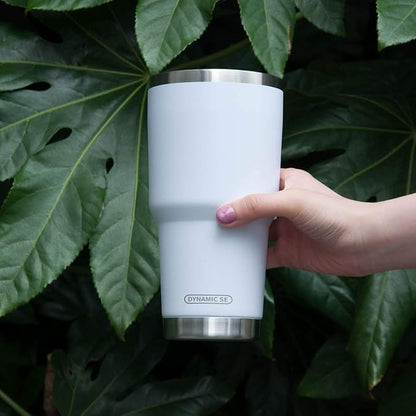D·S 30oz White Tumbler Stainless Steel Double Wall Vacuum Insulated Mug with Straw and Lid, Cleaning Brush for Cold and Hot Beverages (30oz White) - Image 6