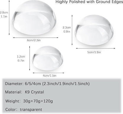 3pcs Clear Crystal Dome Magnifier Glass Paperweights - Image 2