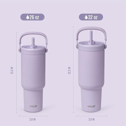 Ello Oasis Go+ 26oz Tumbler with Top Handle and Retracting Straw | Reusable Insulated Stainless Steel Cup, 100% Leakproof Water Bottle, 24 Hours Cold, Cup Holder Friendly For Travel | Orchid - Image 6