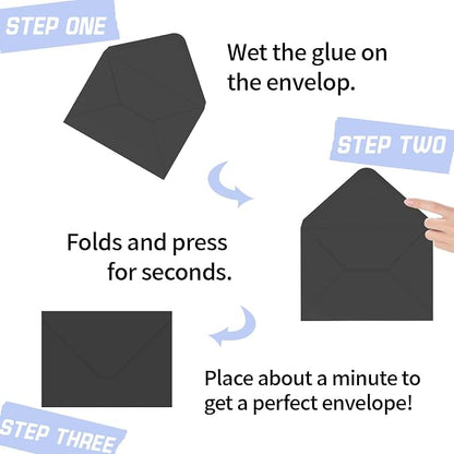 A7 Envelopes 100 Pack Black Envelopes 5x7 V-shaped Flap, Suitable - Image 3