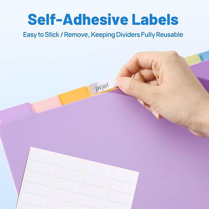 SUNEE 8 Tab Binder Dividers, Plastic Dividers - Image 4