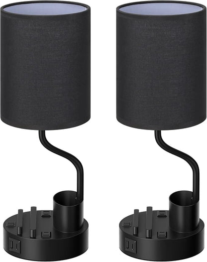 Black Bedside Table Lamps for Bedroom Set of 2 - Image 8