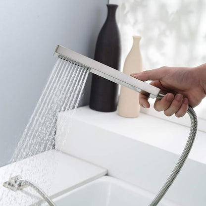 sumerain Waterfall Bathtub Faucet Brushed Nickel with Sprayer, Tub Spout with Diverter - Image 5