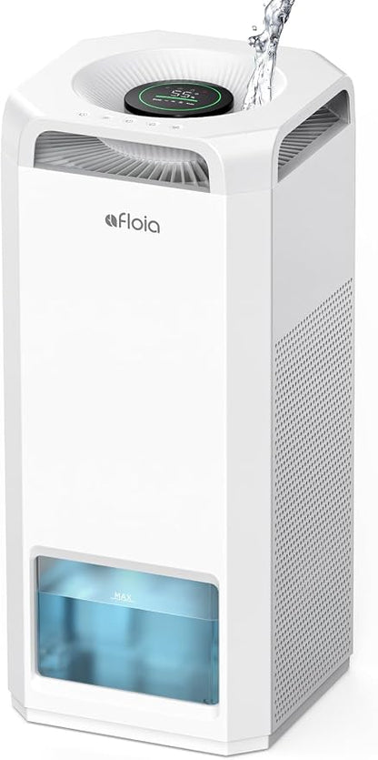 Afloia Air Purifier and Humidifier Combo in One-Cool Mist Evaporative for Home Bedroom Large Roome up tp 3000ft², with Humidity&Air Quality Sensor, Remove Pets Hair Mold Dust Odor Pollen Smoke, White by Afloia